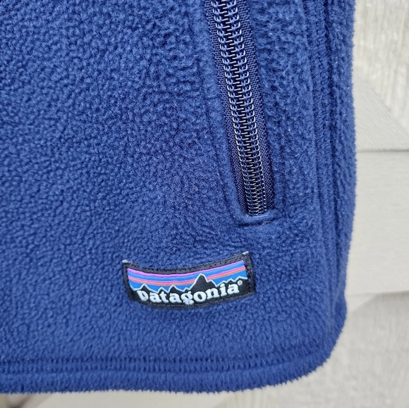 Patagonia Womens Vest Large Synchilla Blue Fleece 2 Pocket Full Zip 25905 LOGO - Picture 2 of 10